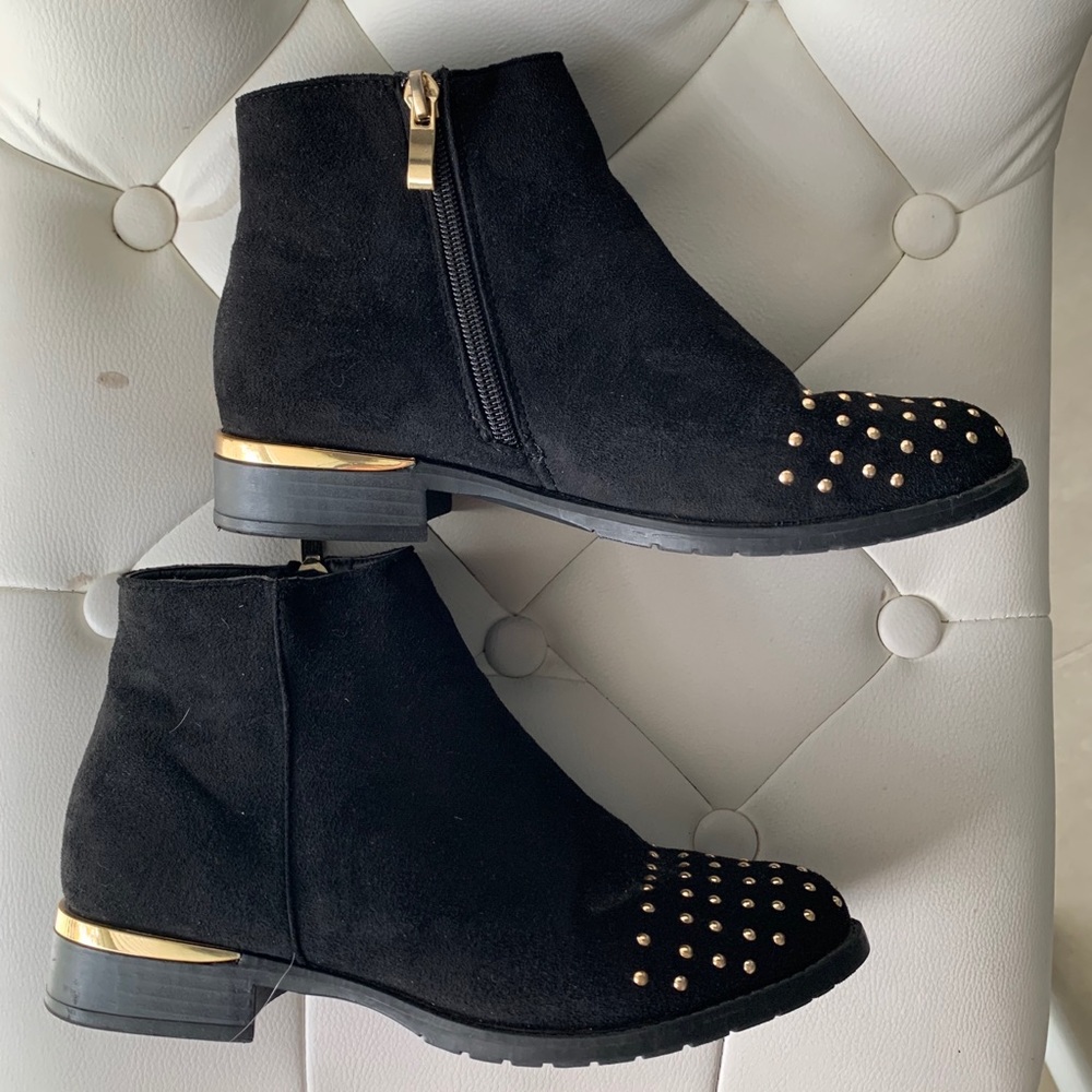Faux suede with gold detail